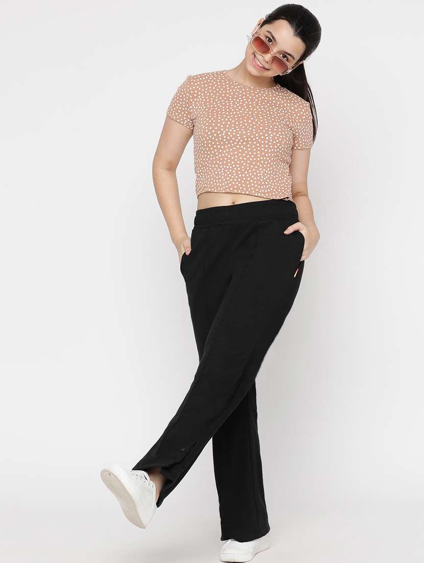 black solid track pant - 20435791 - Standard Image - 3