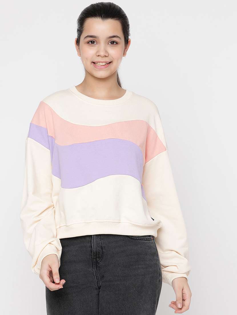 girls long sleeved color block sweatshirt