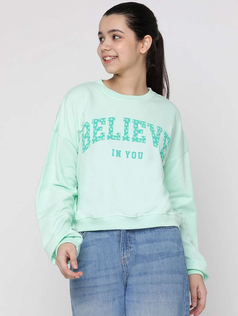 girls long sleeved typographic print sweatshirt
