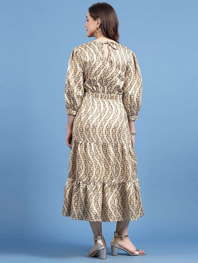 beige printed tiered dress - 20436045 -  Standard Image - 3