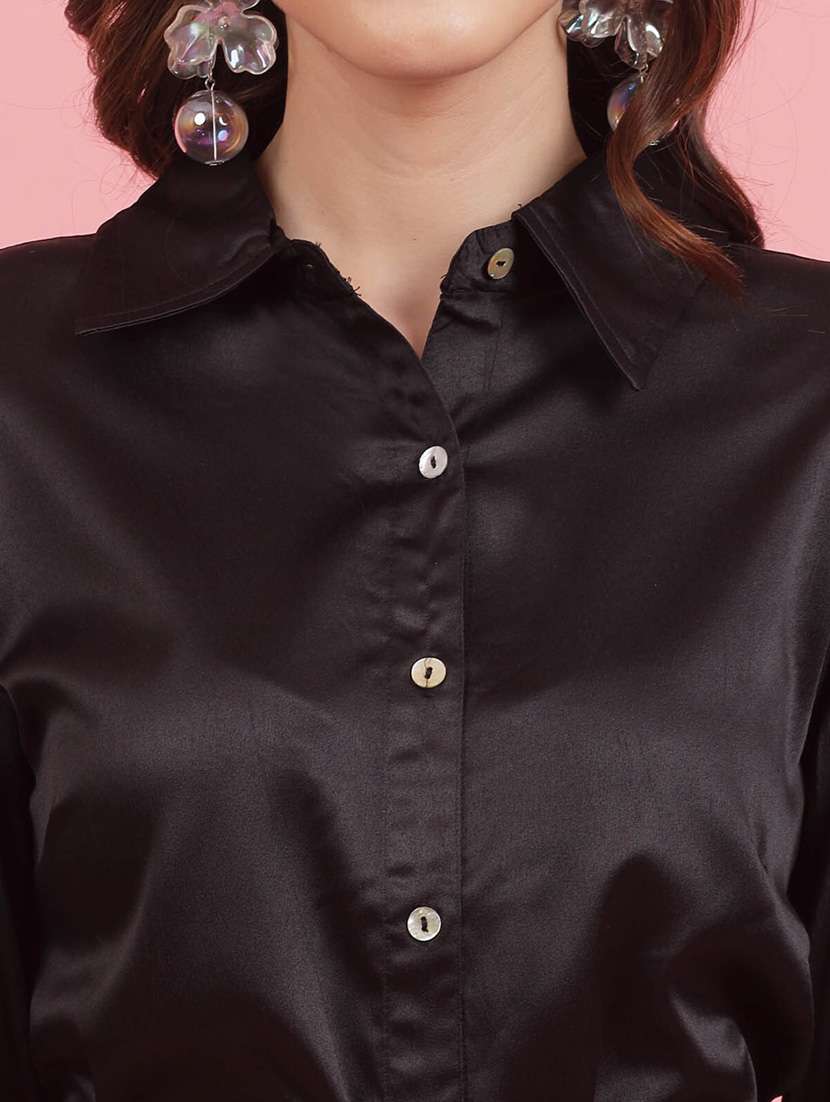 black solid drop waist dress - 20436048 - Standard Image - 5