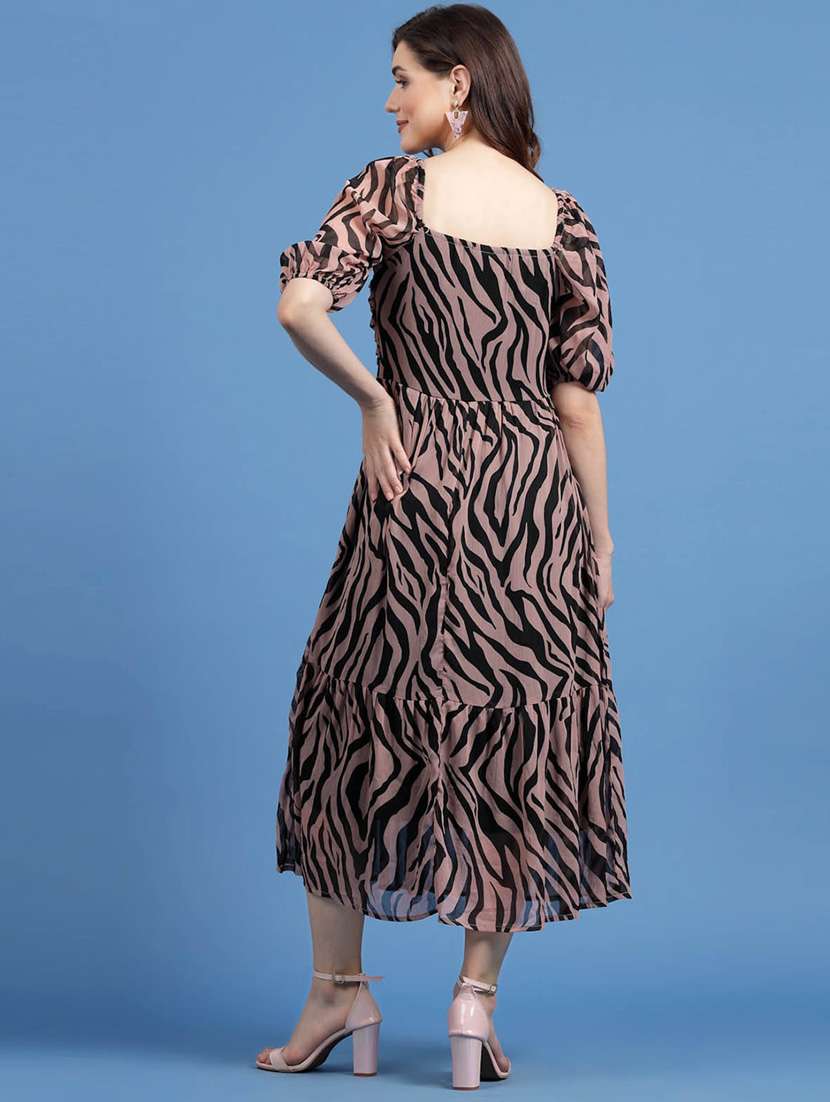 beige animal print fit & flare dress - 20436049 -  Standard Image - 3