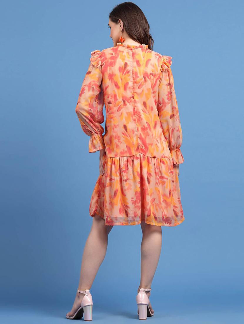 peach printed drop waist dress - 20436051 - Standard Image - 3