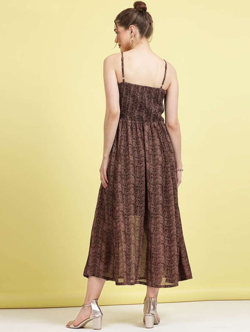 brown animal print a-line dress - 20436075 -  Standard Image - 3