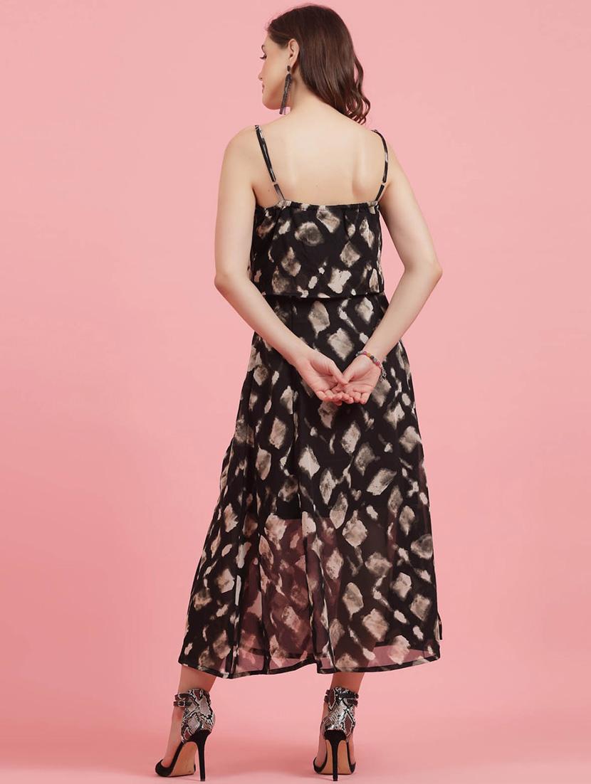 black printed a-line dress - 20436078 - Standard Image - 3