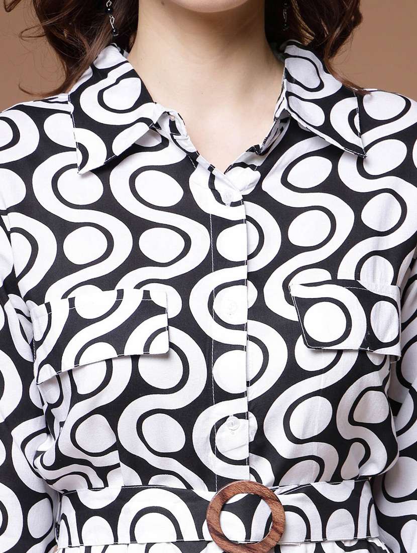 black printed shirt dress - 20436080 - Standard Image - 5