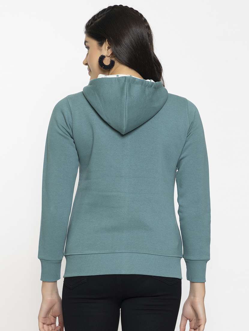 light blue solid hooded sweatshirt - 20436402 -  Standard Image - 3