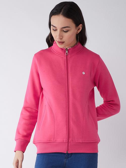 pink solid stand collar sweatshirt - 20436404 - Standard Image - 0