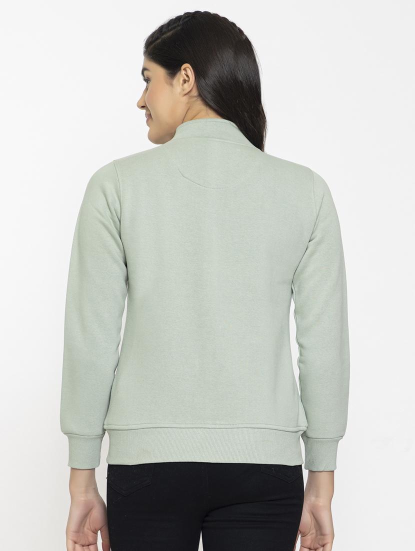 grey solid stand collar sweatshirt - 20436405 - Standard Image - 3