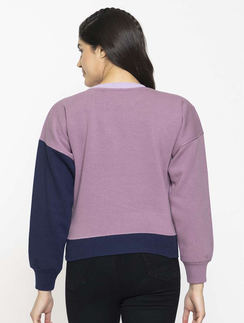 multi color color blocked round neck sweatshirt - 20436412 - Standard Image - 3