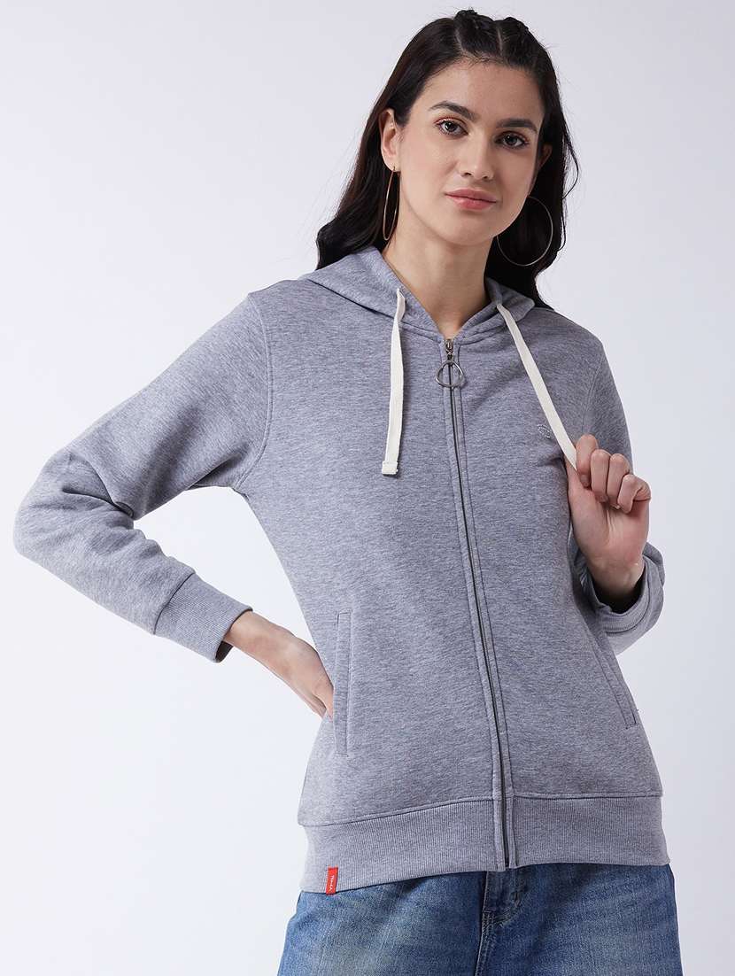 grey solid hooded sweatshirt