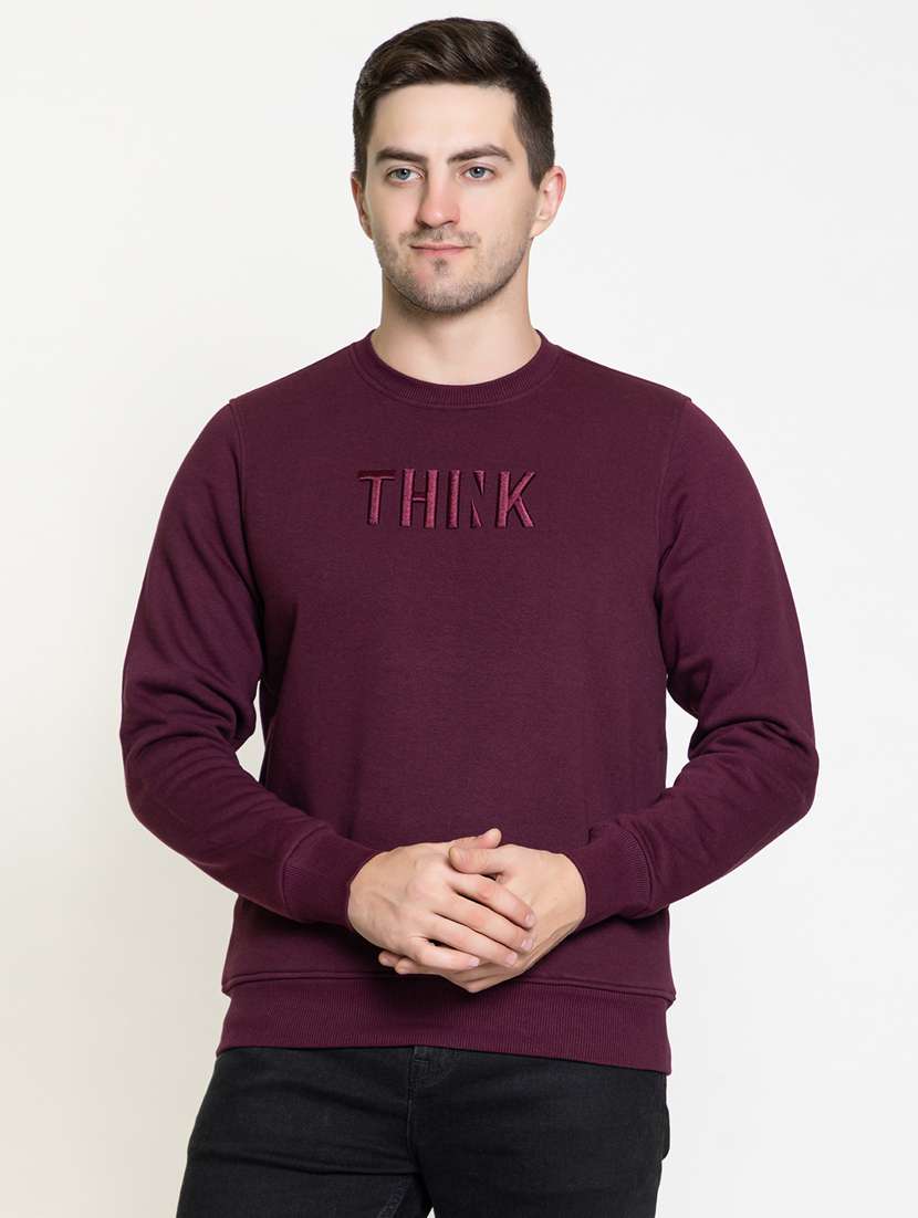 purple self designed regular sweatshirt - 20436430 -  Zoom Image - 0