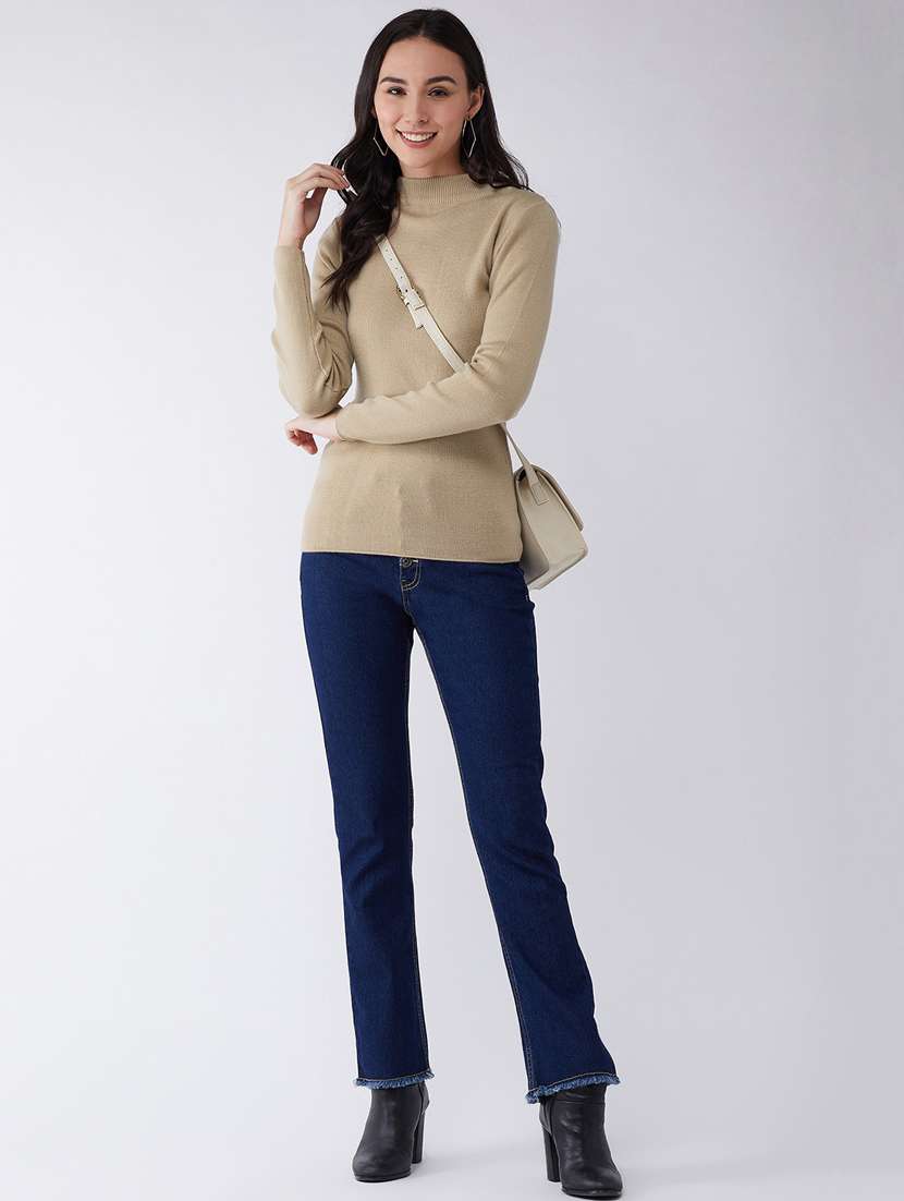 women long sleeved solid regular pullover - 20436477 - Standard Image - 3