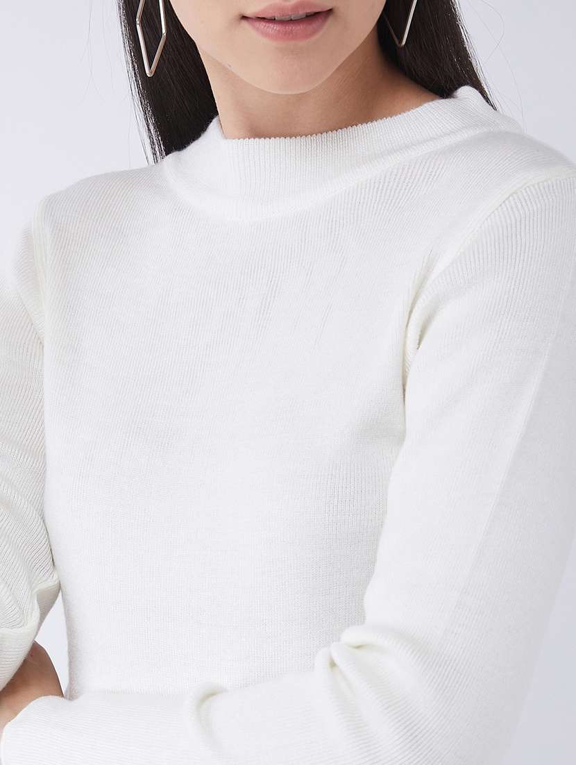 women long sleeved solid regular pullover - 20436498 - Standard Image - 3