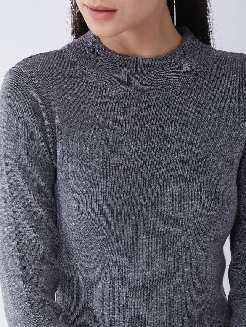 women long sleeved solid regular pullover - 20436511 - Standard Image - 3