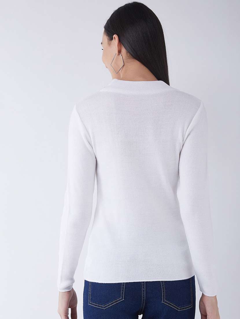 women long sleeved solid regular pullover - 20436513 - Standard Image - 3