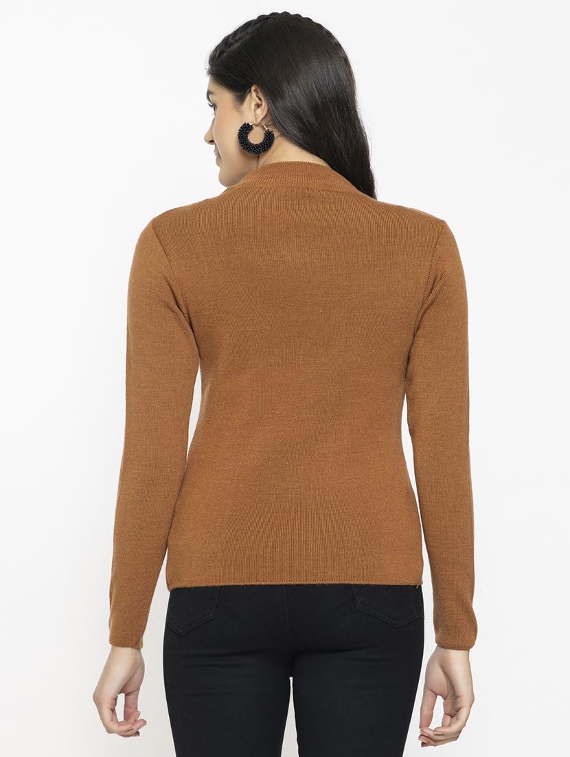 women long sleeved solid regular pullover - 20436515 - Standard Image - 3