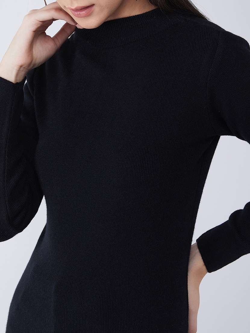 women long sleeved solid regular pullover - 20436517 - Standard Image - 3