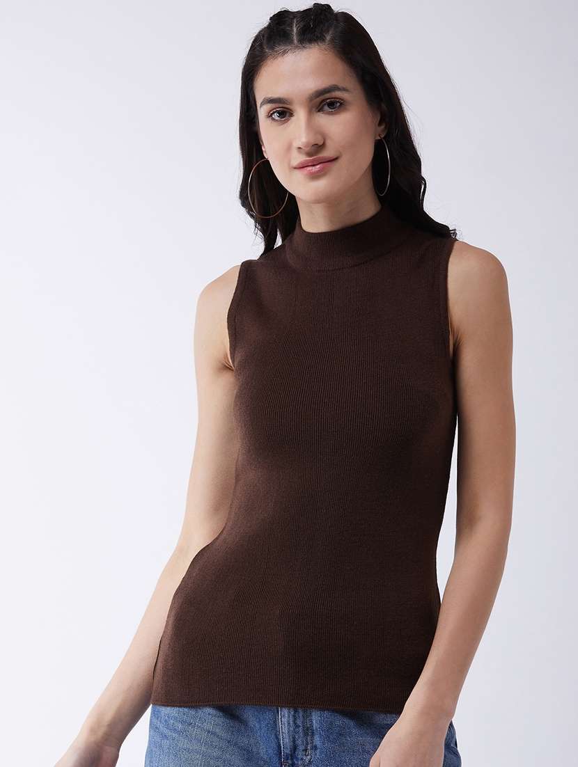 women sleeveless solid regular pullover