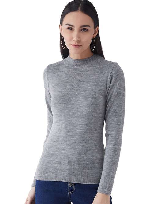 women long sleeved solid regular pullover - 20436525 - Standard Image - 0