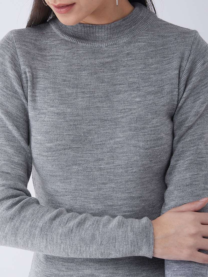 women long sleeved solid regular pullover - 20436525 - Standard Image - 3
