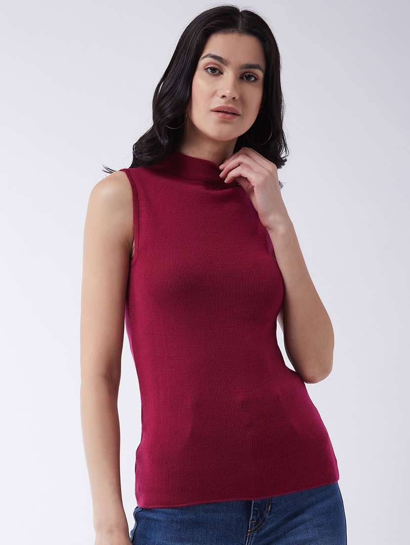 women sleeveless solid regular pullover