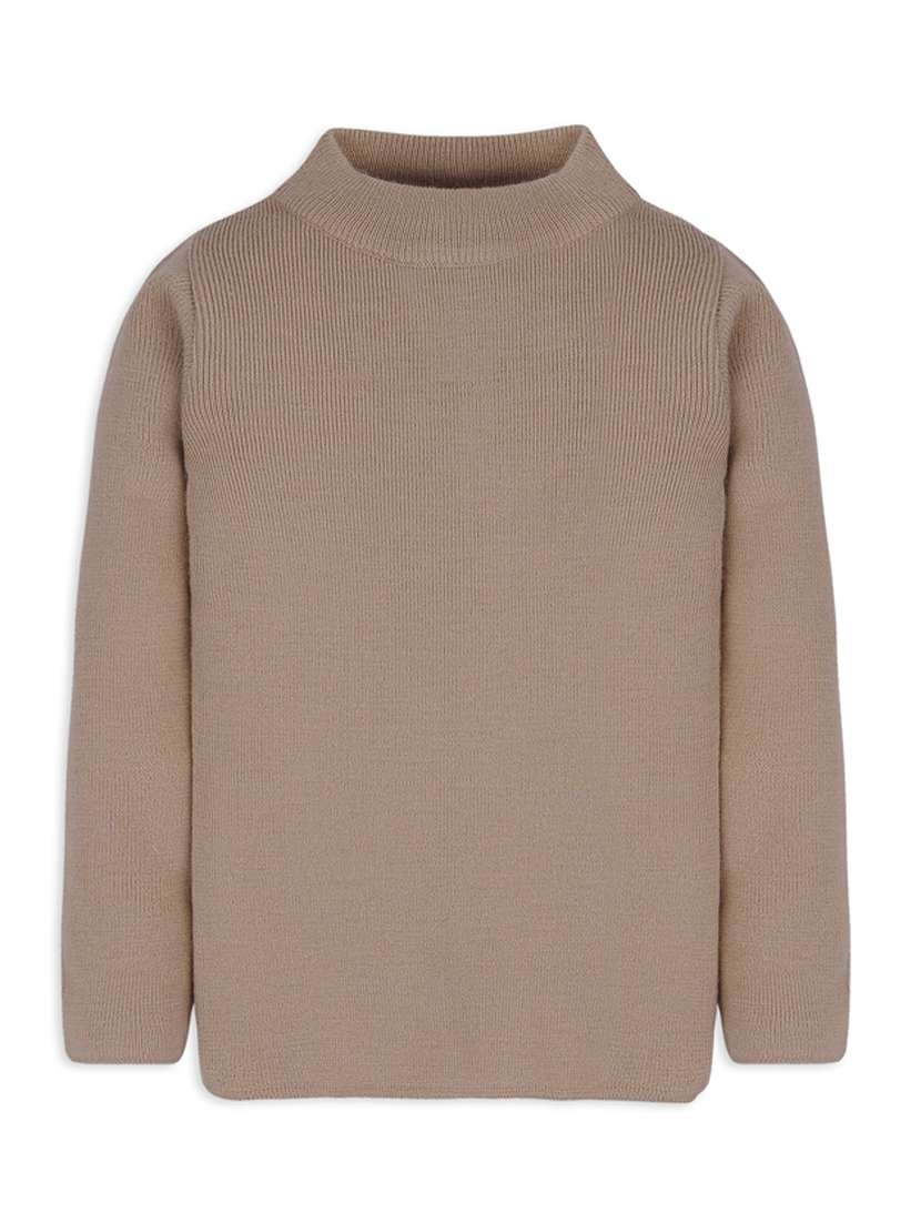 beige solid long sleeves sweater - 20436563 -  Zoom Image - 0