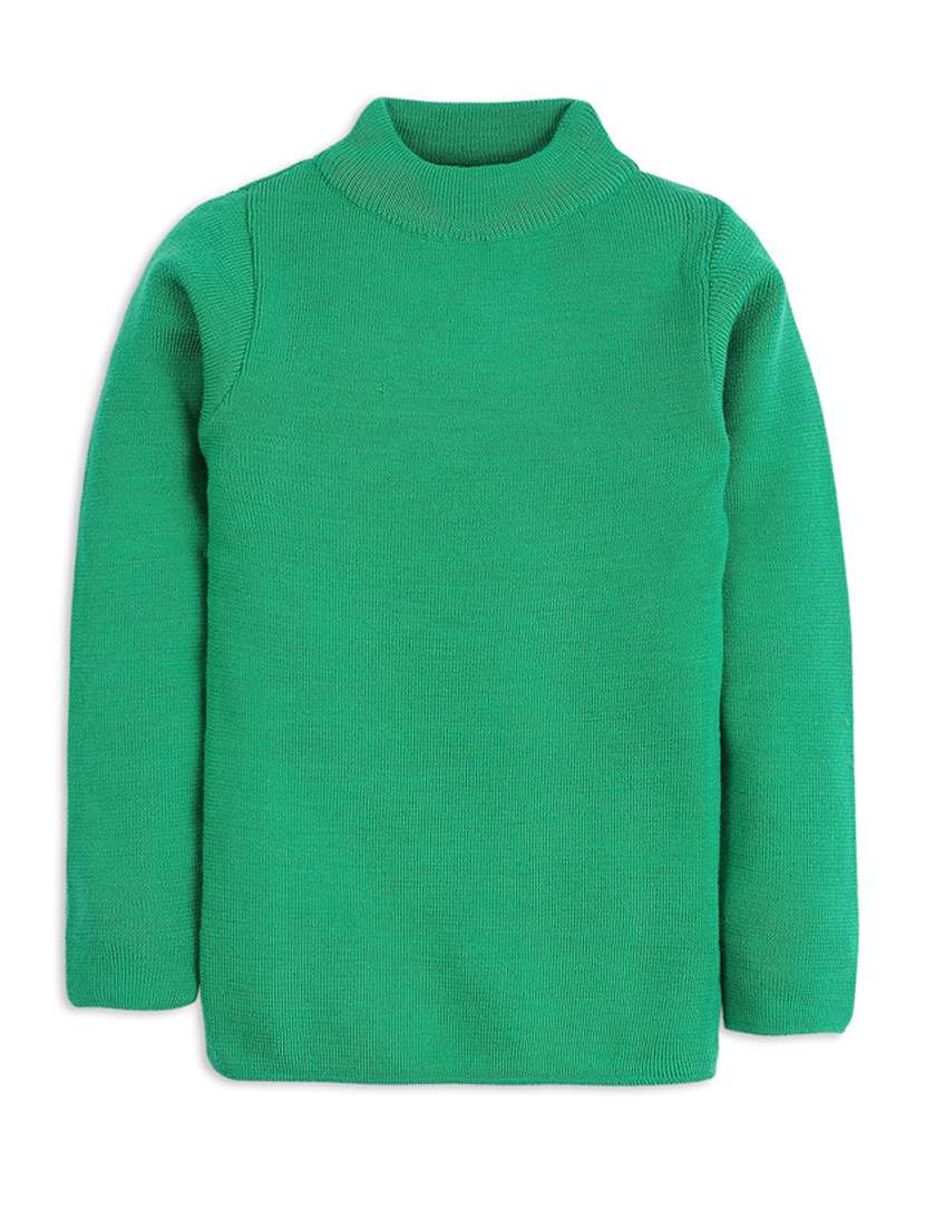 green solid long sleeves sweater