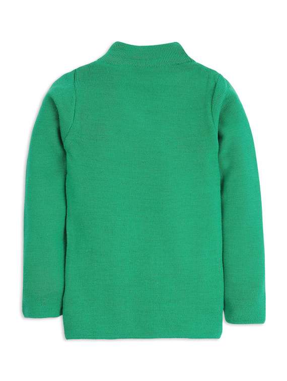 green solid long sleeves sweater - 20436567 -  Standard Image - 3