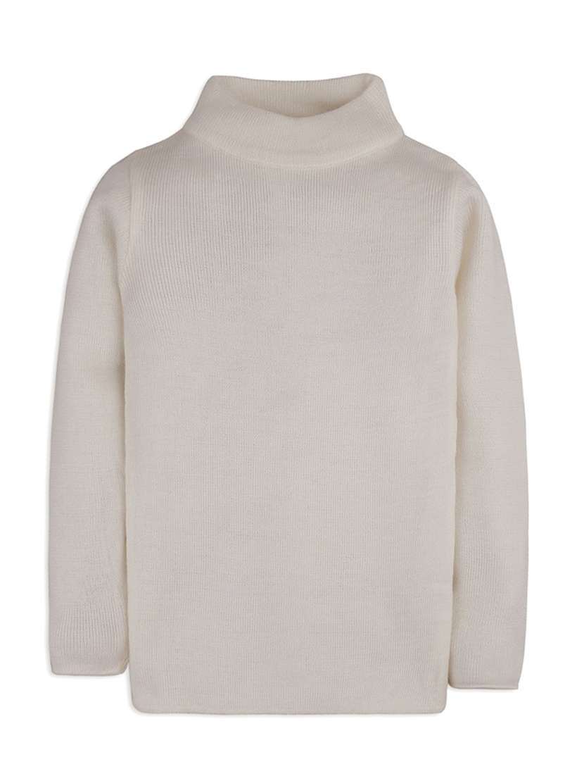 white solid long sleeves sweater - 20436569 -  Zoom Image - 0