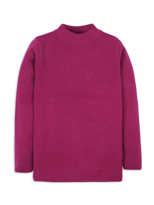 magenta solid long sleeves sweater - 20436571 - Standard Image - 0