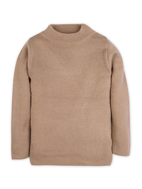 beige solid long sleeves sweater - 20436576 -  Standard Image - 0