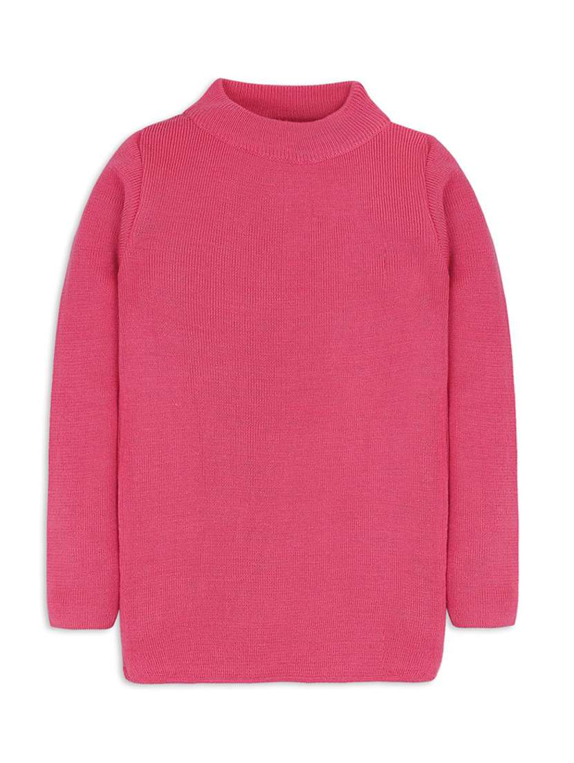 pink solid long sleeves sweater - 20436577 -  Zoom Image - 0