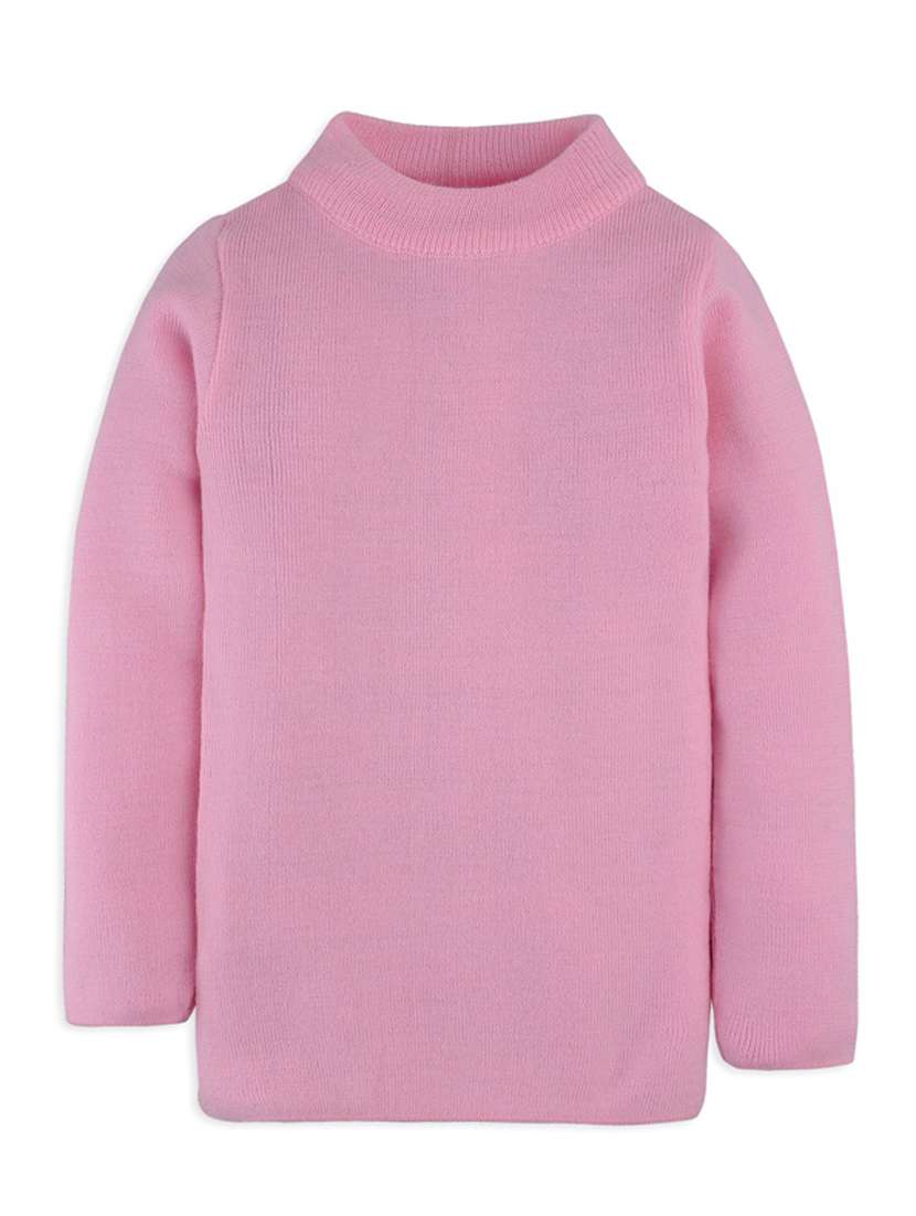pink solid long sleeves sweater