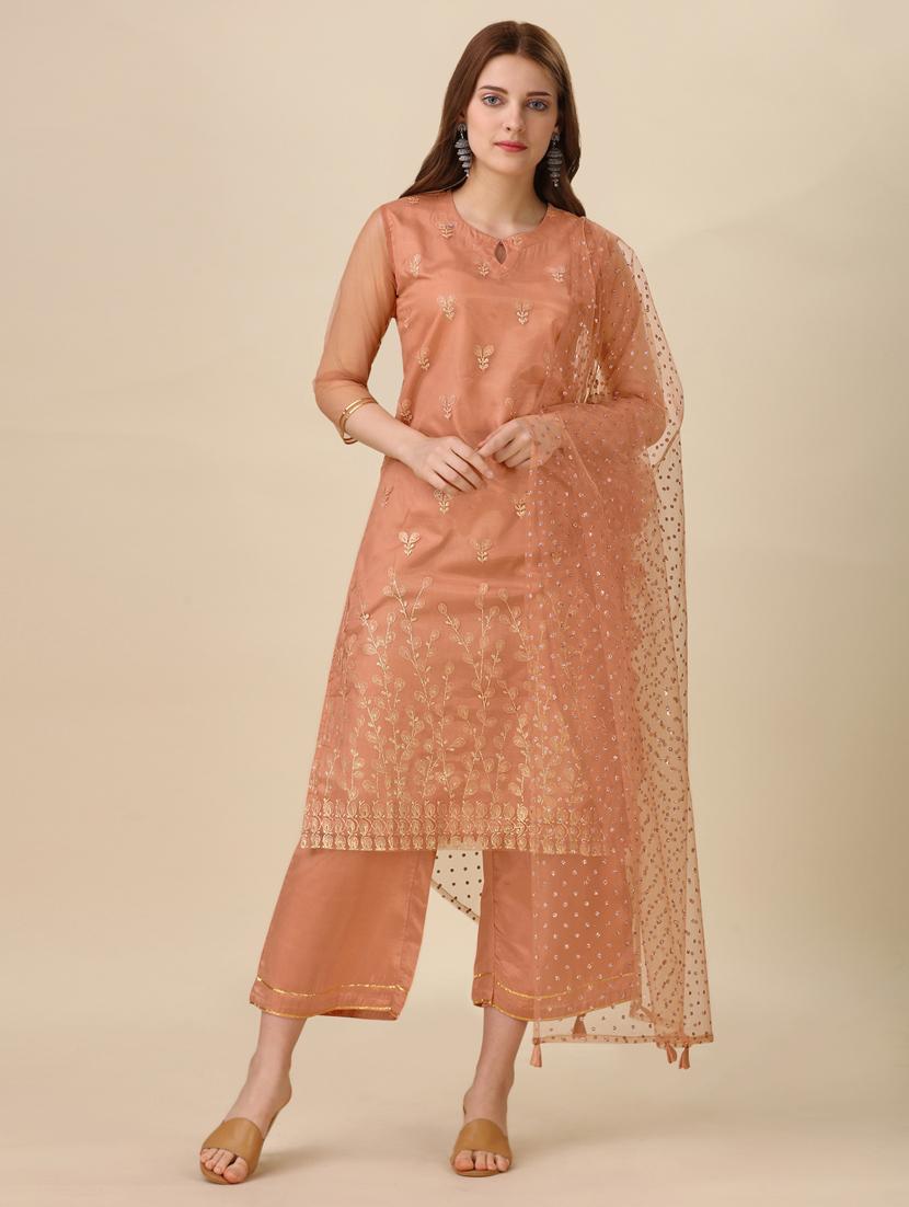zari work kurta pant with dupatta - 20444183 -  Zoom Image - 0