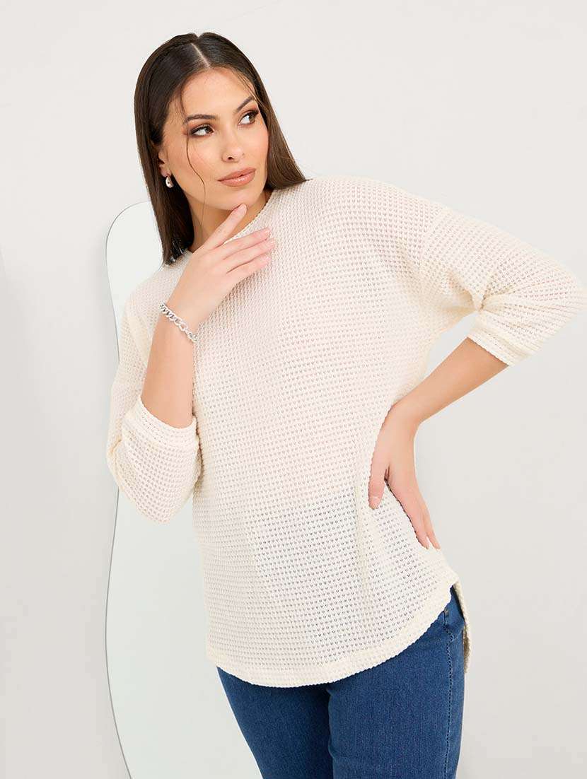 optic white self design boxy winter top - 20444258 - Zoom Image - 0