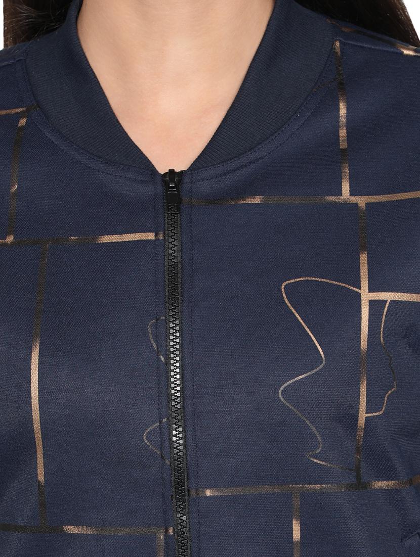 women navy blue bomber jacket - 20444392 - Standard Image - 3