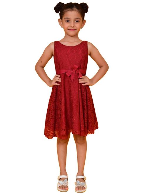 girls self design sleeveless frock - 20444500 - Standard Image - 0