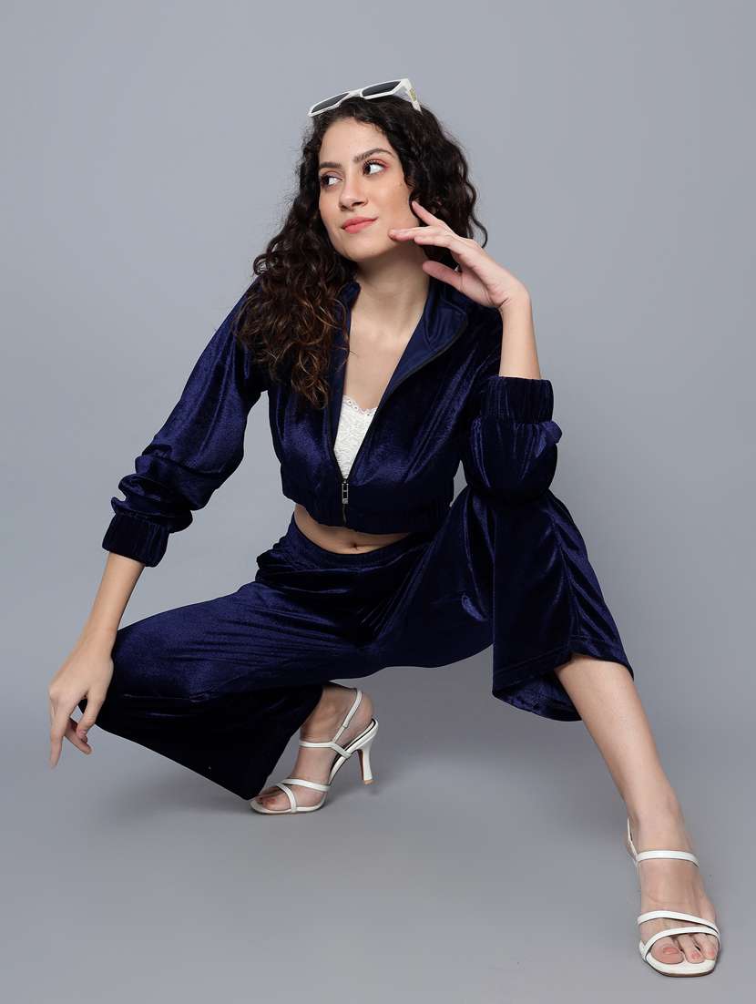 women solid top and trouser co-ord set - 20444576 -  Standard Image - 3