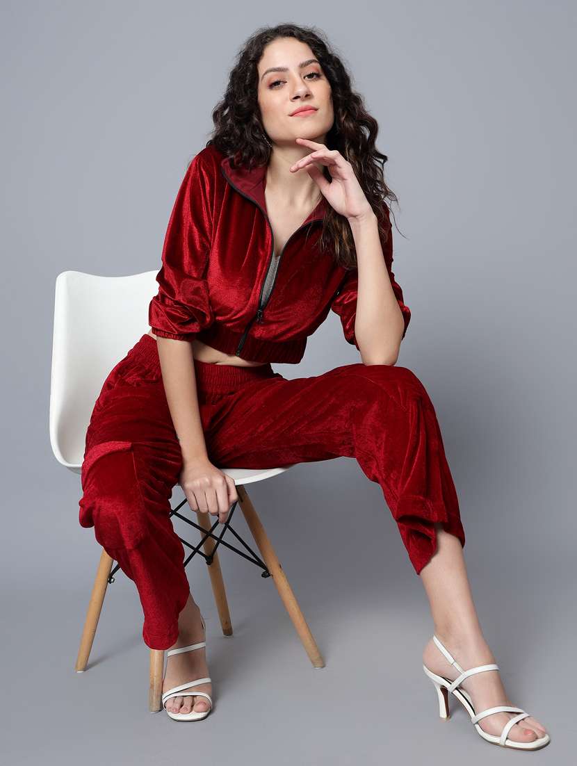 women solid top and trouser co-ord set - 20444578 - Standard Image - 3