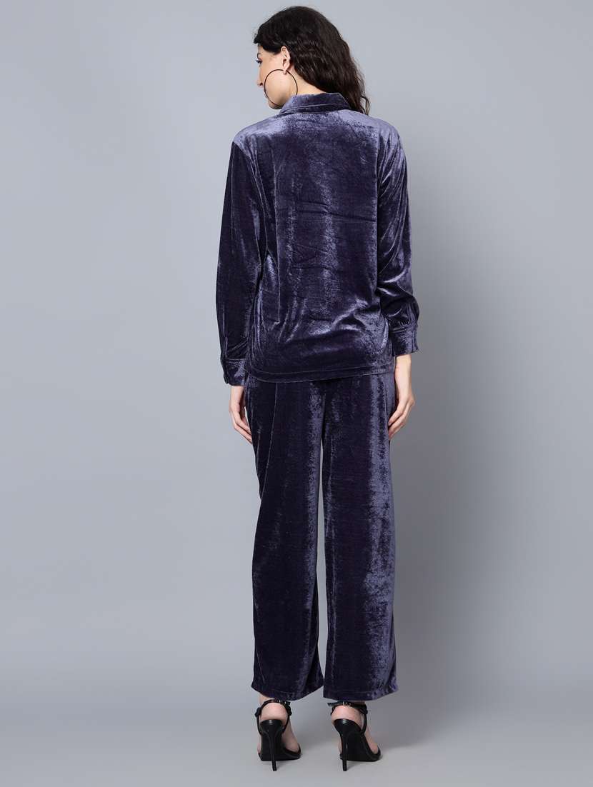 women solid top and trouser co-ord set - 20444582 -  Standard Image - 3