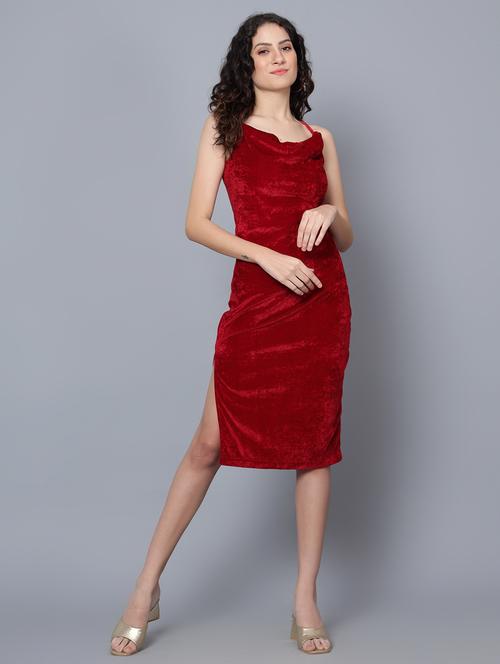 women solid cowl neck bodycon dress - 20444588 - Standard Image - 0