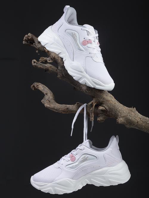 women solid white lace-up sport shoe - 20445549 - Standard Image - 0