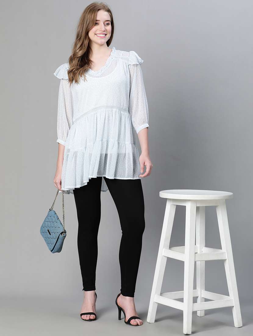 light blue animal print flared tunic - 20445553 - Standard Image - 3