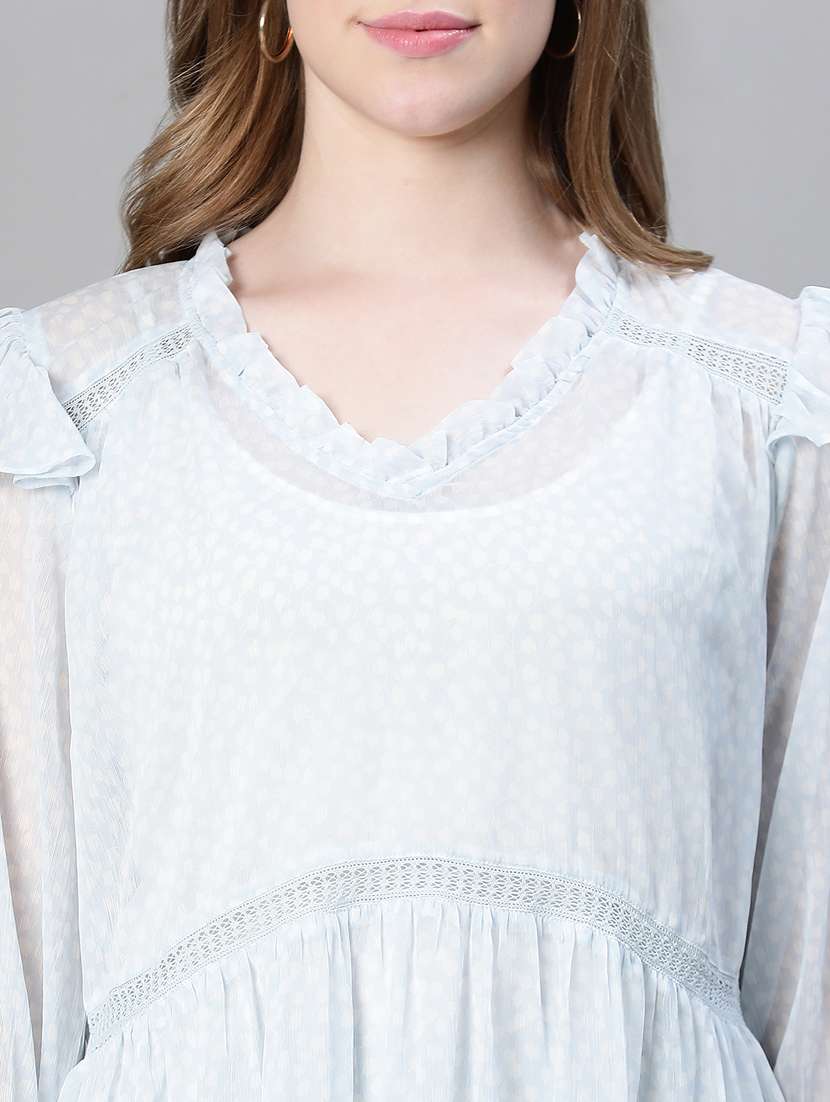 light blue animal print flared tunic - 20445553 - Standard Image - 5