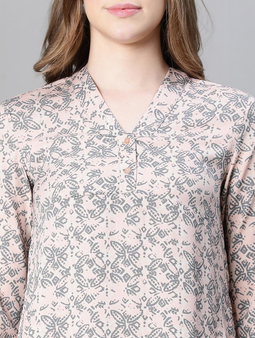 rosewater printed v neck a-line kurta - 20445556 - Standard Image - 5