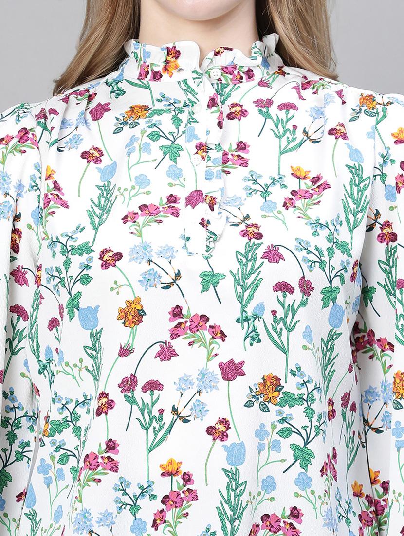 white floral print puff sleeves top - 20445608 - Standard Image - 5