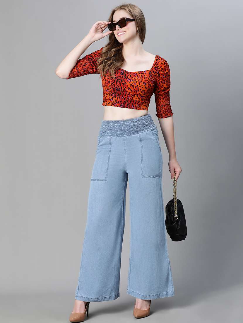 multi colored animal print puff sleeves top - 20445612 -  Standard Image - 3