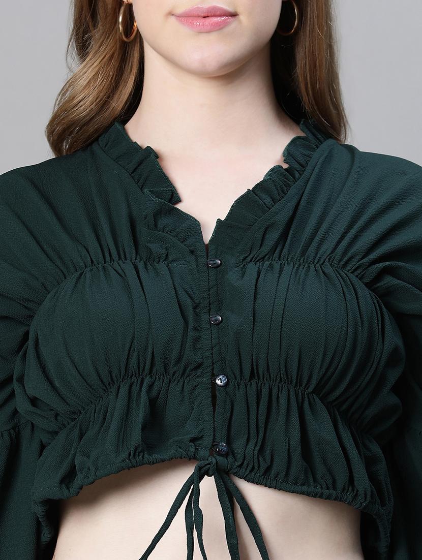 bishop sleeve solid blouson top - 20445623 - Standard Image - 5