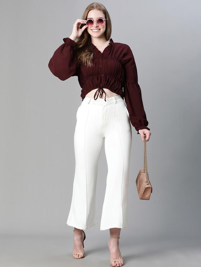 solid blouson top - 20445624 - Standard Image - 3